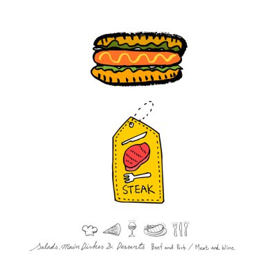 Restoran poster / yarım yamalak gıda menü resimleri - vektör