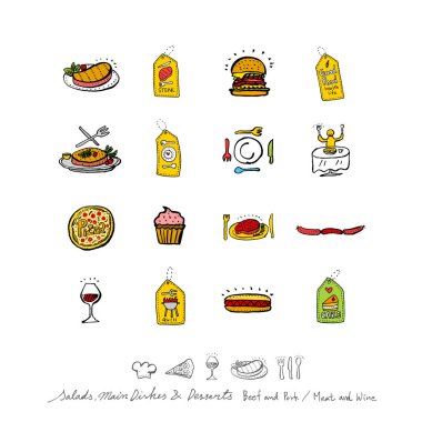 Restoran poster / yarım yamalak gıda menü resimleri - vektör