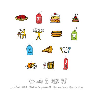 Restoran poster / yarım yamalak gıda menü resimleri - vektör