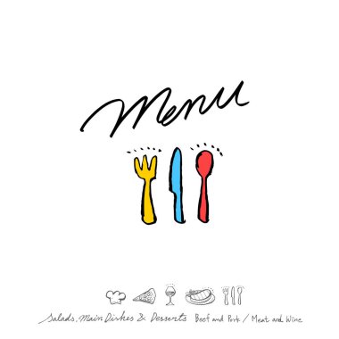 Restoran poster / yarım yamalak gıda menü resimleri - vektör