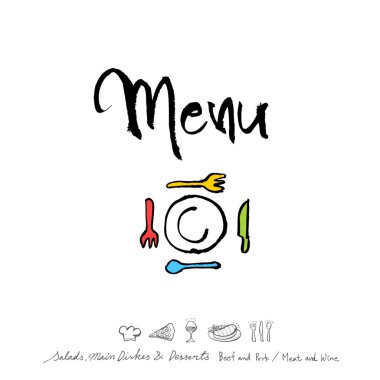 Restoran poster / yarım yamalak gıda menü resimleri - vektör