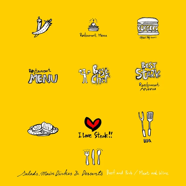 Restoran poster / yarım yamalak gıda menü resimleri - vektör