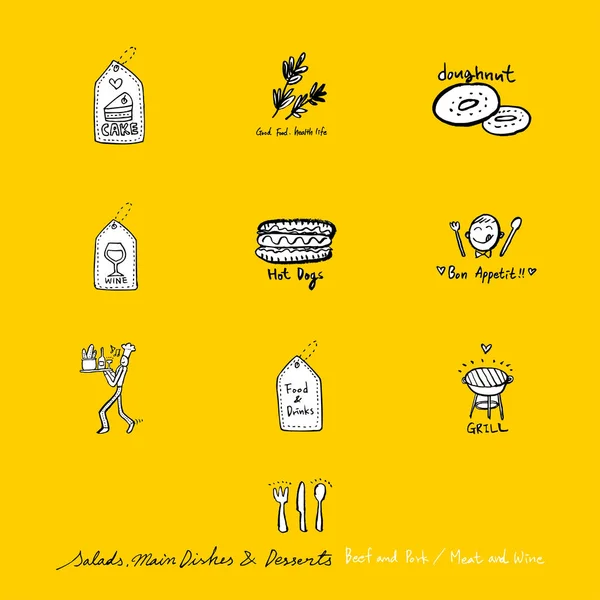 Restoran poster / yarım yamalak gıda menü resimleri - vektör