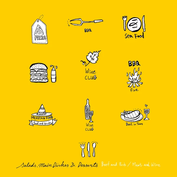 Restoran poster / yarım yamalak gıda menü resimleri - vektör