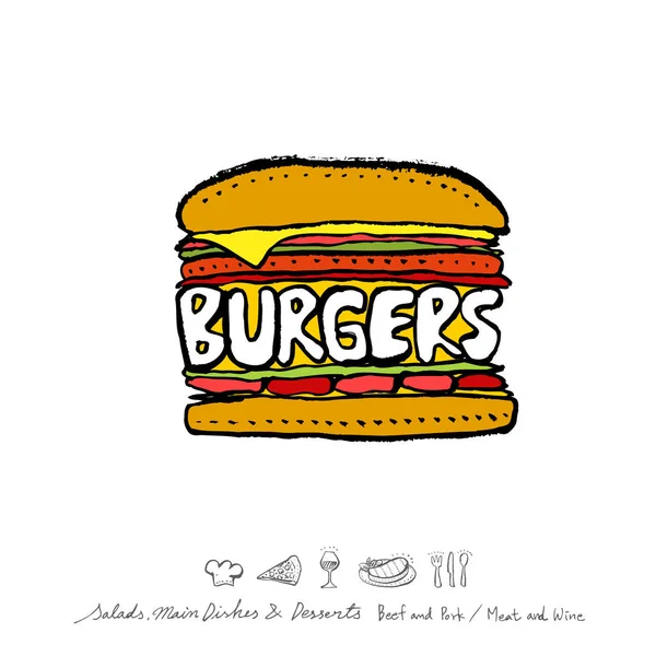 Restoran poster / yarım yamalak gıda menü resimleri - vektör