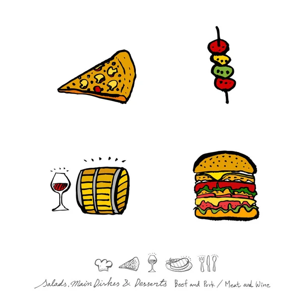 Restoran poster / yarım yamalak gıda menü resimleri - vektör