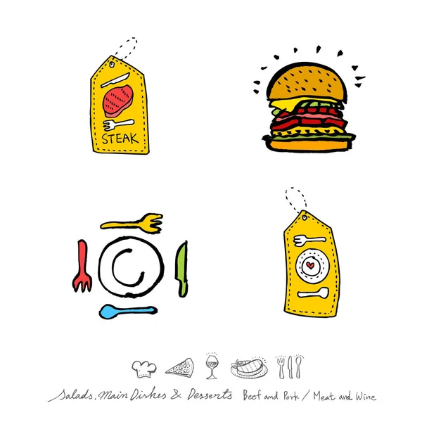 Restoran poster / yarım yamalak gıda menü resimleri - vektör