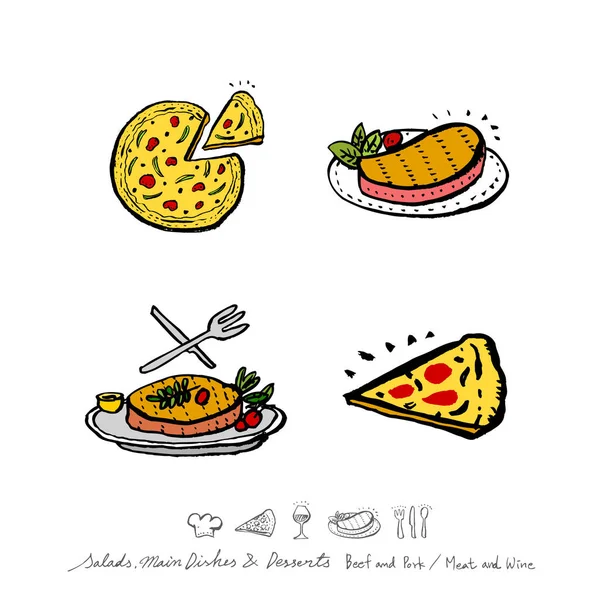 Restoran poster / yarım yamalak gıda menü resimleri - vektör