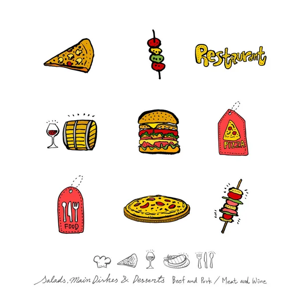 Restoran poster / yarım yamalak gıda menü resimleri - vektör