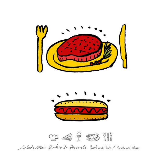 Restoran poster / yarım yamalak gıda menü resimleri - vektör