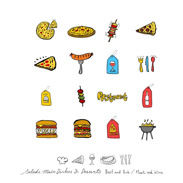 Restoran poster / yarım yamalak gıda menü resimleri - vektör