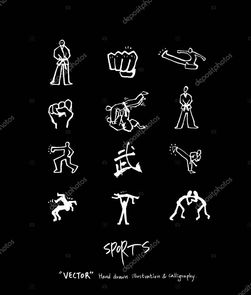 Sport background illustration / vector illustration / blackboard style