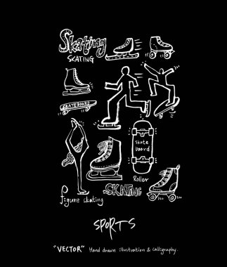 Spor arka plan illüstrasyon / vektör çizim / blackboard stili