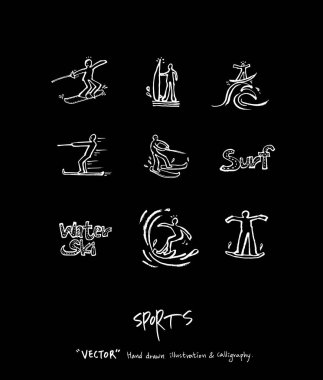 Spor arka plan illüstrasyon / vektör çizim / blackboard stili