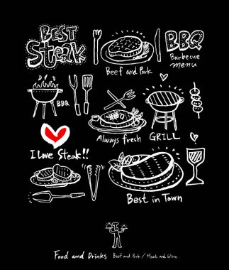 Elle çizilmiş Restoran poster / gıda menü resimleri - vektör