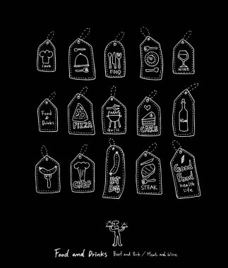 Elle çizilmiş Restoran poster / gıda menü resimleri - vektör