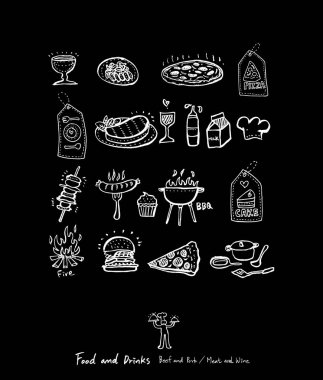 Elle çizilmiş Restoran poster / gıda menü resimleri - vektör