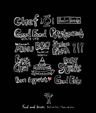 Elle çizilmiş Restoran poster / gıda menü resimleri - vektör