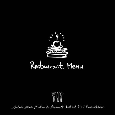 Elle çizilmiş Restoran poster / gıda menü resimleri - vektör