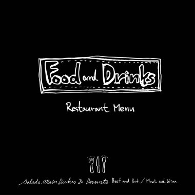 Elle çizilmiş Restoran poster / gıda menü resimleri - vektör