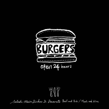 Elle çizilmiş Restoran poster / gıda menü resimleri - vektör