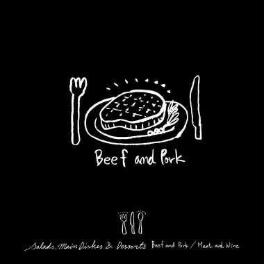 Elle çizilmiş Restoran poster / gıda menü resimleri - vektör