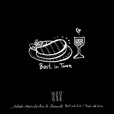 Elle çizilmiş Restoran poster / gıda menü resimleri - vektör