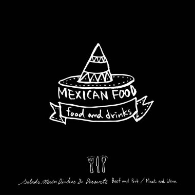 Elle çizilmiş Restoran poster / gıda menü resimleri - vektör