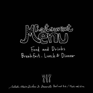 Elle çizilmiş Restoran poster / gıda menü resimleri - vektör