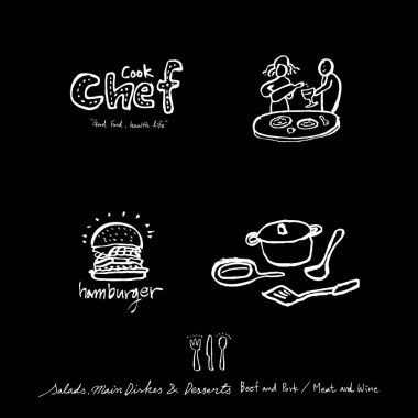 Elle çizilmiş Restoran poster / gıda menü resimleri - vektör