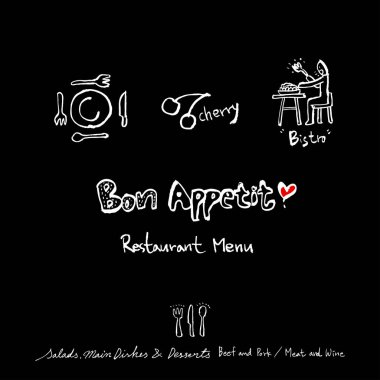 Elle çizilmiş Restoran poster / gıda menü resimleri - vektör