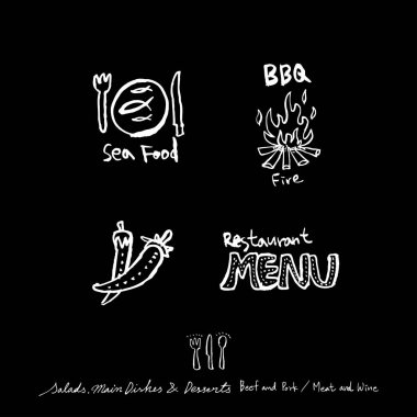 Elle çizilmiş Restoran poster / gıda menü resimleri - vektör