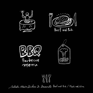 Elle çizilmiş Restoran poster / gıda menü resimleri - vektör