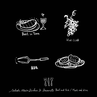 Elle çizilmiş Restoran poster / gıda menü resimleri - vektör