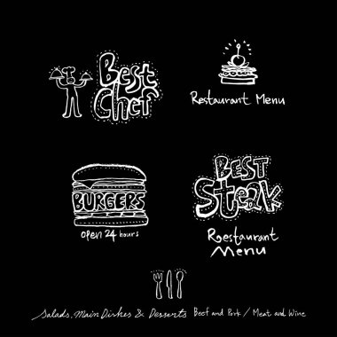 Elle çizilmiş Restoran poster / gıda menü resimleri - vektör