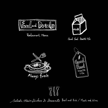 Elle çizilmiş Restoran poster / gıda menü resimleri - vektör