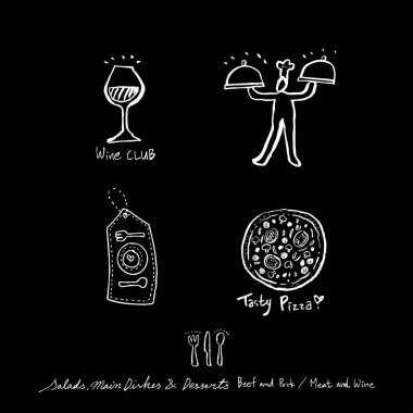 Elle çizilmiş Restoran poster / gıda menü resimleri - vektör