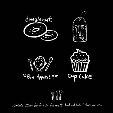 Elle çizilmiş Restoran poster / gıda menü resimleri - vektör