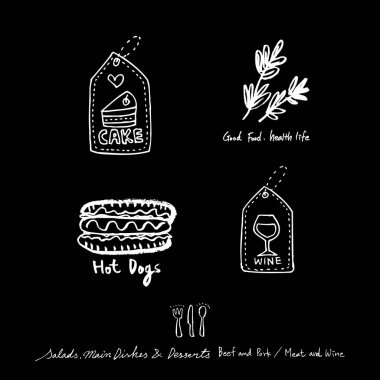 Elle çizilmiş Restoran poster / gıda menü resimleri - vektör