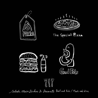 Elle çizilmiş Restoran poster / gıda menü resimleri - vektör