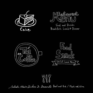 Elle çizilmiş Restoran poster / gıda menü resimleri - vektör