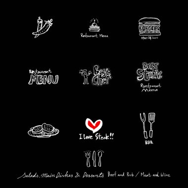 Restoran poster / yarım yamalak gıda menü resimleri - vektör