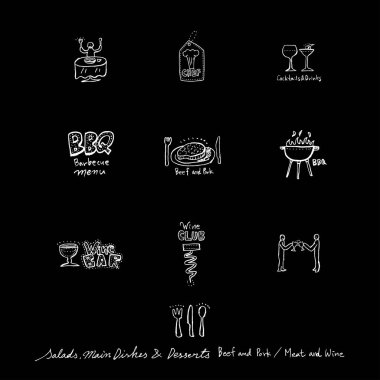 Restoran poster / yarım yamalak gıda menü resimleri - vektör