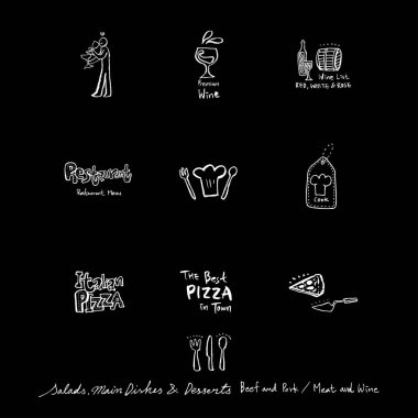 Restoran poster / yarım yamalak gıda menü resimleri - vektör