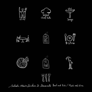 Restoran poster / yarım yamalak gıda menü resimleri - vektör