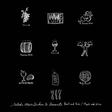 Restoran poster / yarım yamalak gıda menü resimleri - vektör