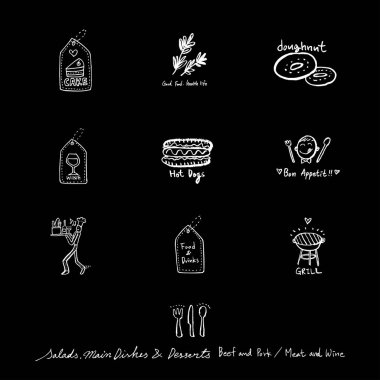Restoran poster / yarım yamalak gıda menü resimleri - vektör