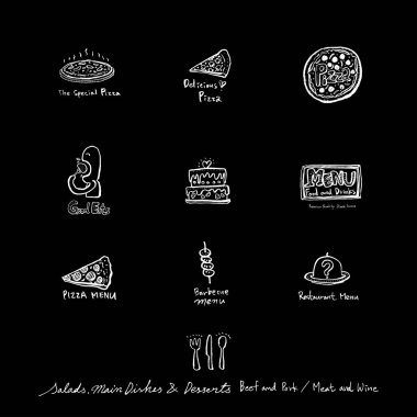 Restoran poster / yarım yamalak gıda menü resimleri - vektör