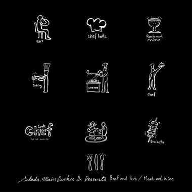 Restoran poster / yarım yamalak gıda menü resimleri - vektör