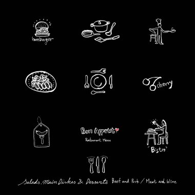 Restoran poster / yarım yamalak gıda menü resimleri - vektör